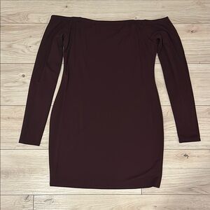 Elegant Off-Shoulder Dark Maroon Dress